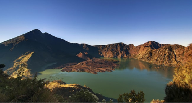 Beautiful view of Segara Anak Lake at Mount Rinjani